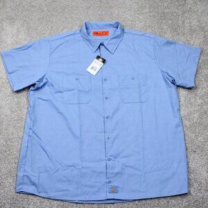 Dickies 2-Pocket Work Shirt NWT Men 3XL XXXL Blue Polyester/Cotton S/S Button Up